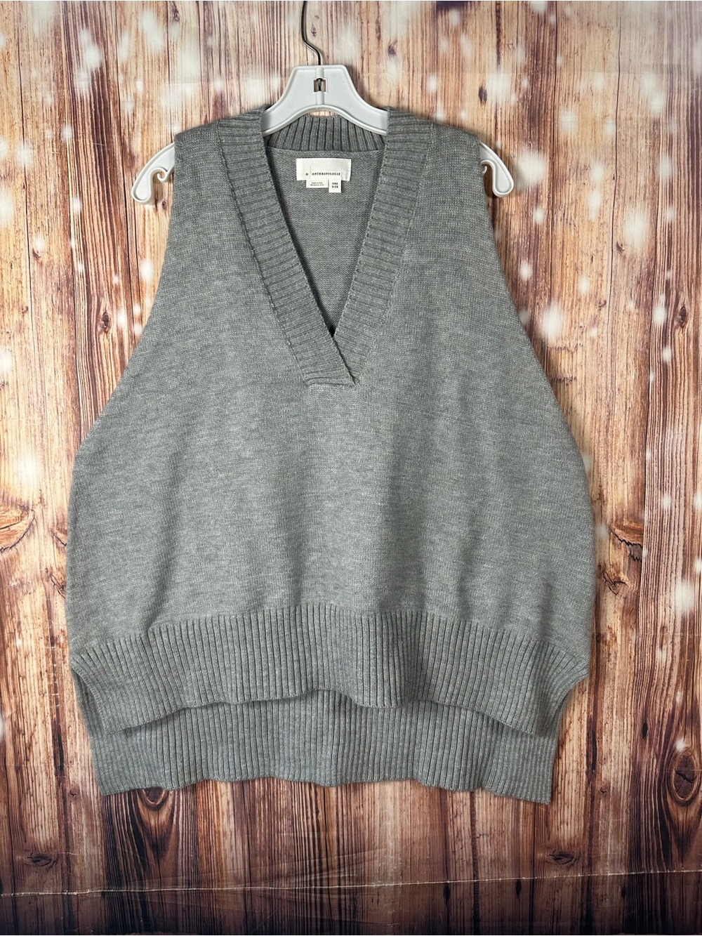 By Anthropologie Women’s Sweater Vest Gray One Size 100% Acrylic